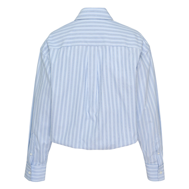Gathered Cropped Striped Shirt