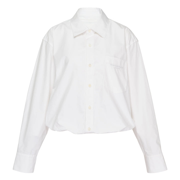 Gathered Cropped Striped Shirt