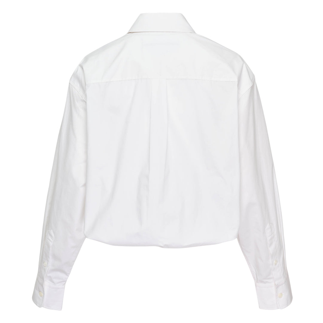 Gathered Cropped Striped Shirt