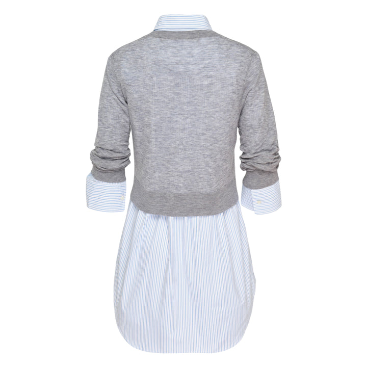 Button Up Sheer Crewneck Combo