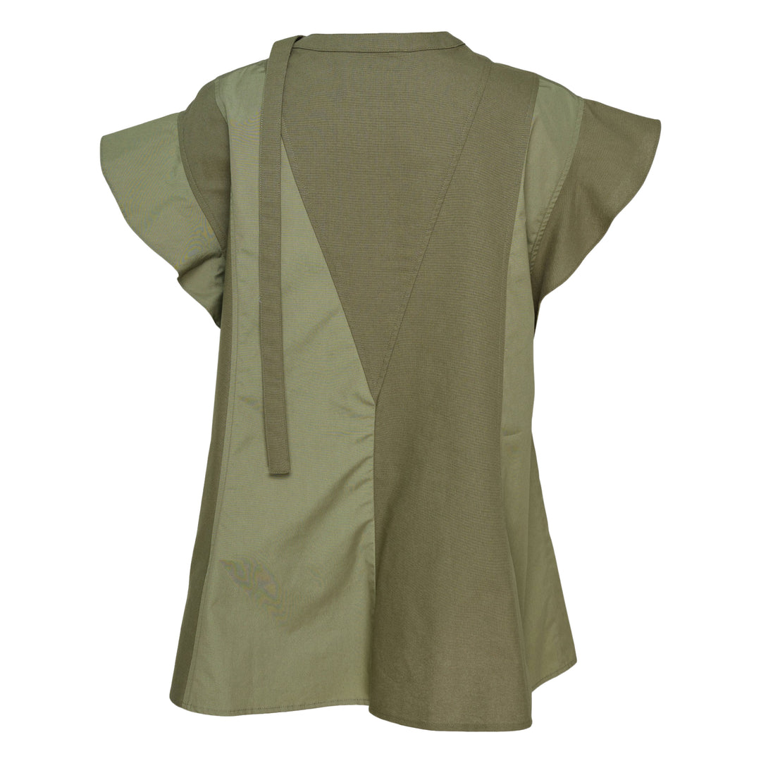 Tonal Poplin Ruffle Blouse