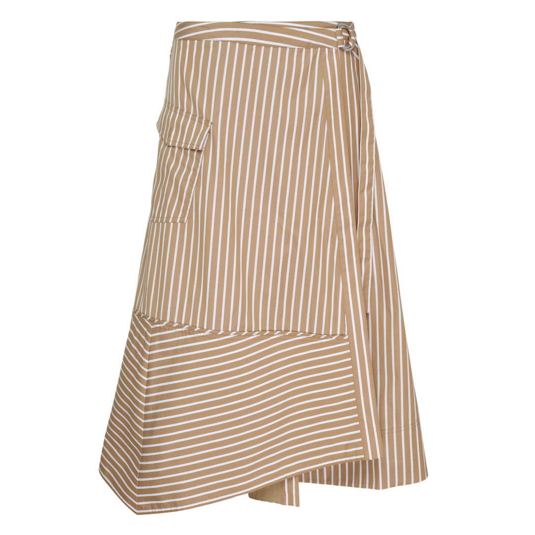 Asymmetric Stripe Wrap Skirt