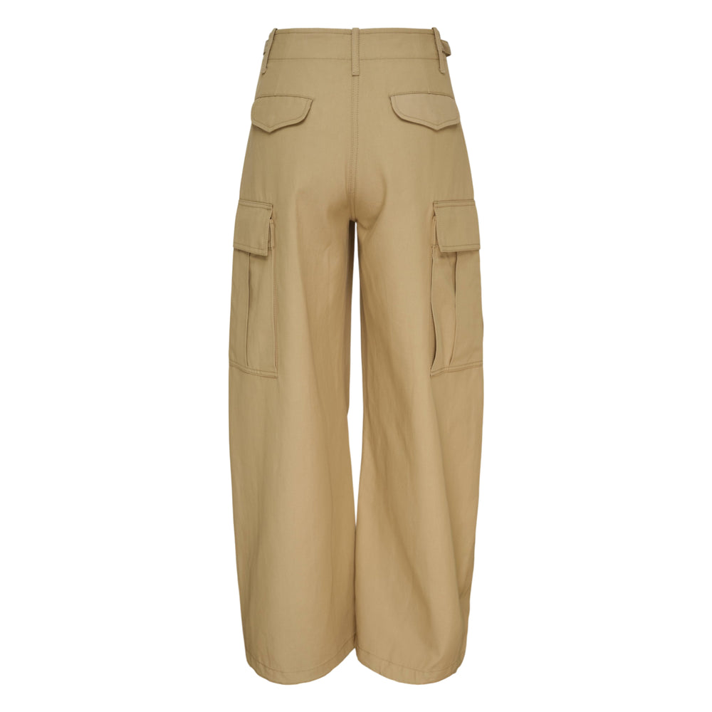 3.1 Phillip Lim Curved Cargo Utility Pants in black — wide-leg silhouette with flap cargo pockets, adjustable waist tabs, knee cut-out detail, and drawstring hem ties