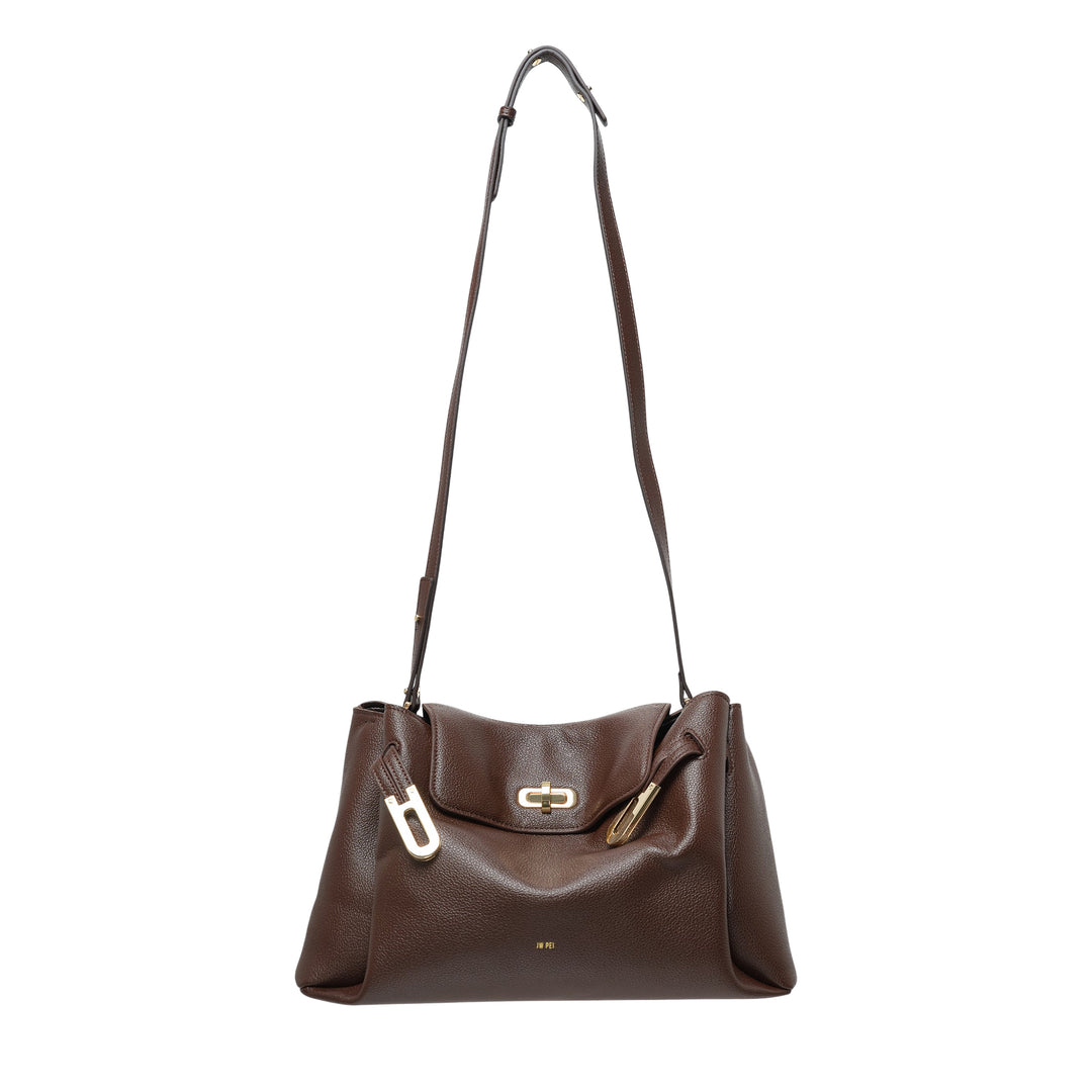 Rhea Pebbled Double Buckle Shoulder Bag