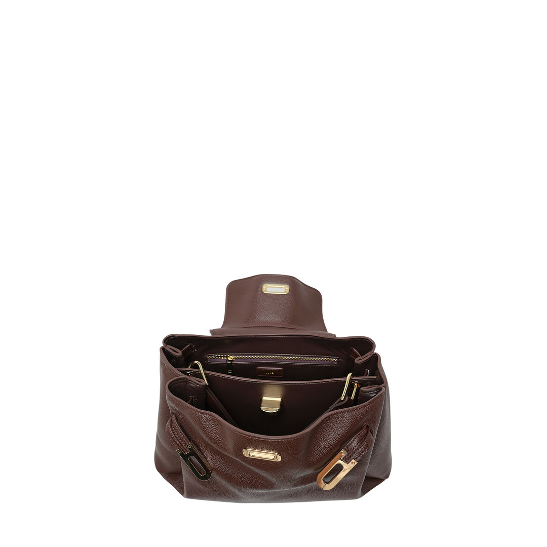 Rhea Pebbled Double Buckle Shoulder Bag