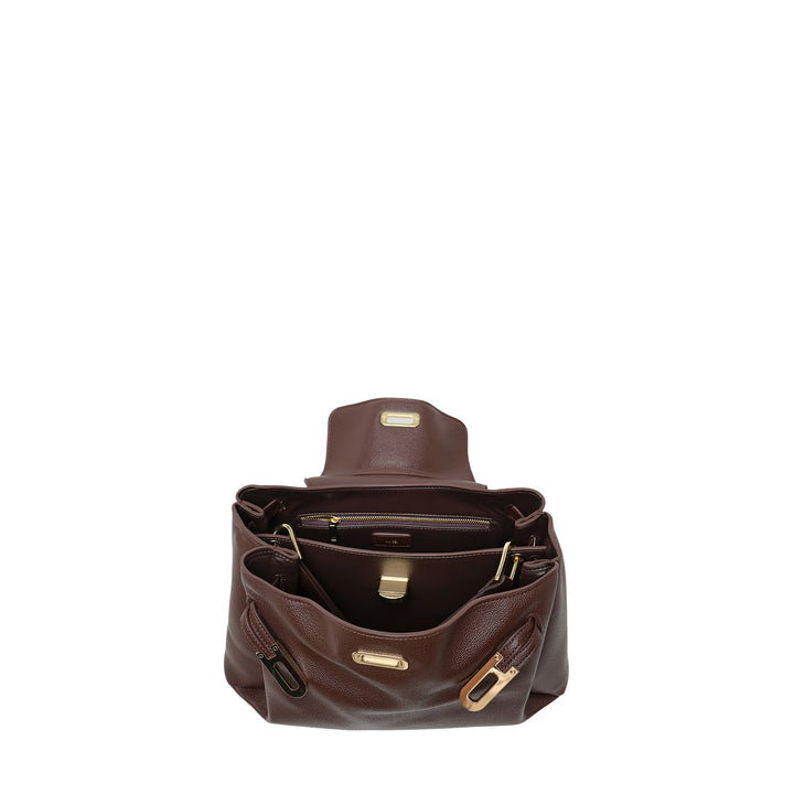 Rhea Pebbled Double Buckle Shoulder Bag