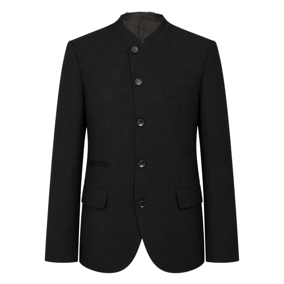Wool Gabardine Mandarin Collar Jacket