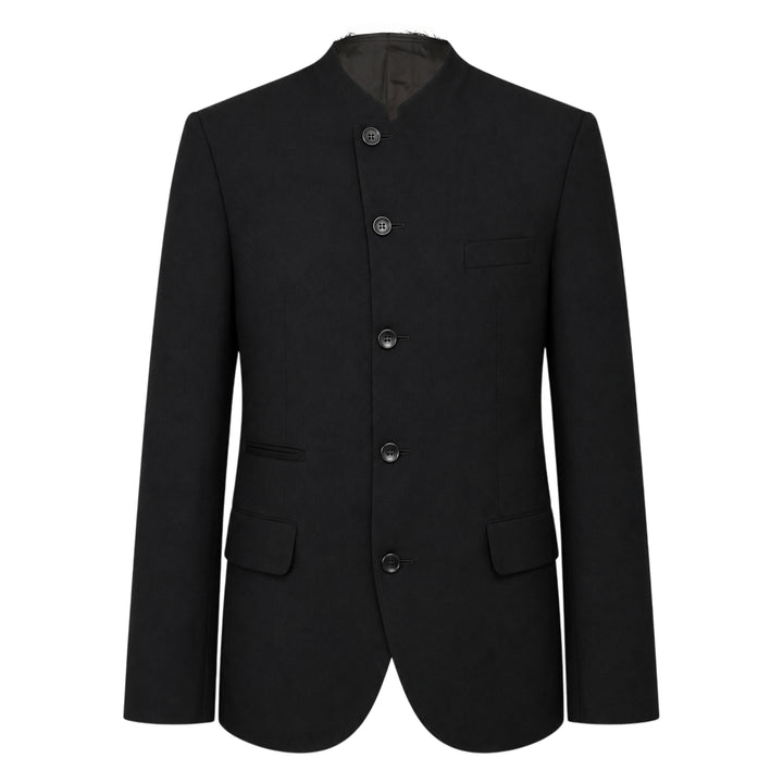 Wool Gabardine Mandarin Collar Jacket