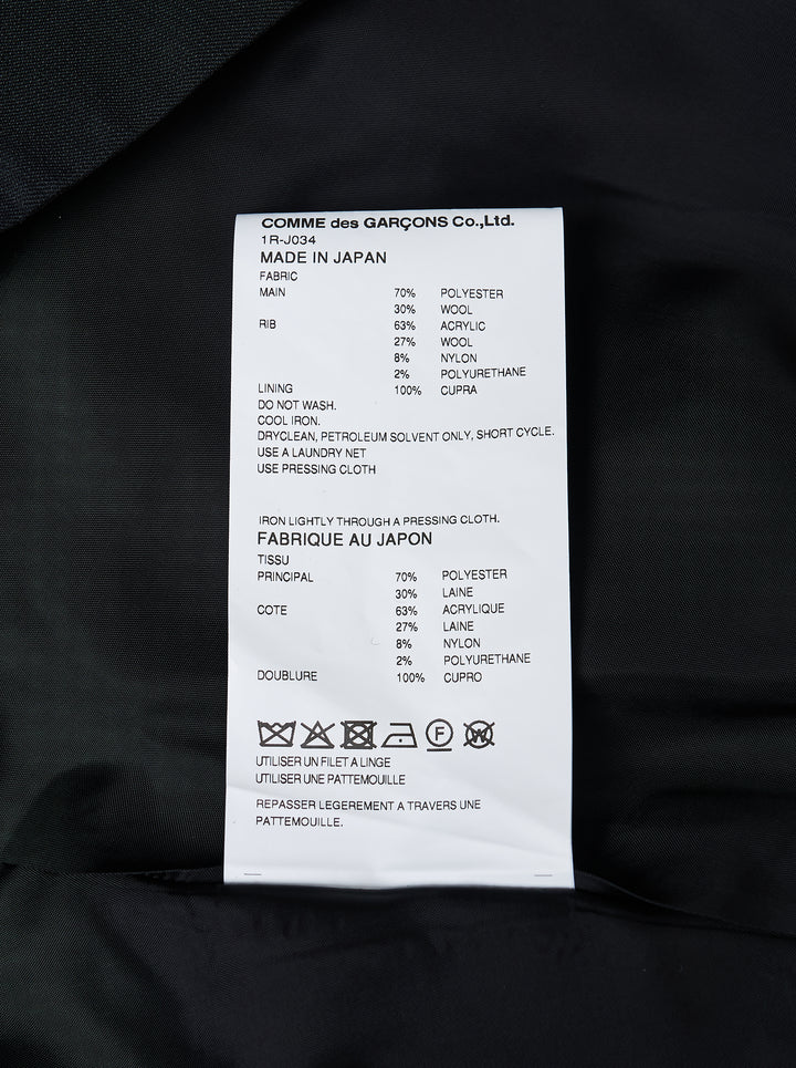Comme des Garçons BLACK wool-blend bomber jacket in black with silver snap-button closure, ribbed collar, cuffs and hem, and two hip welt pockets - view 3