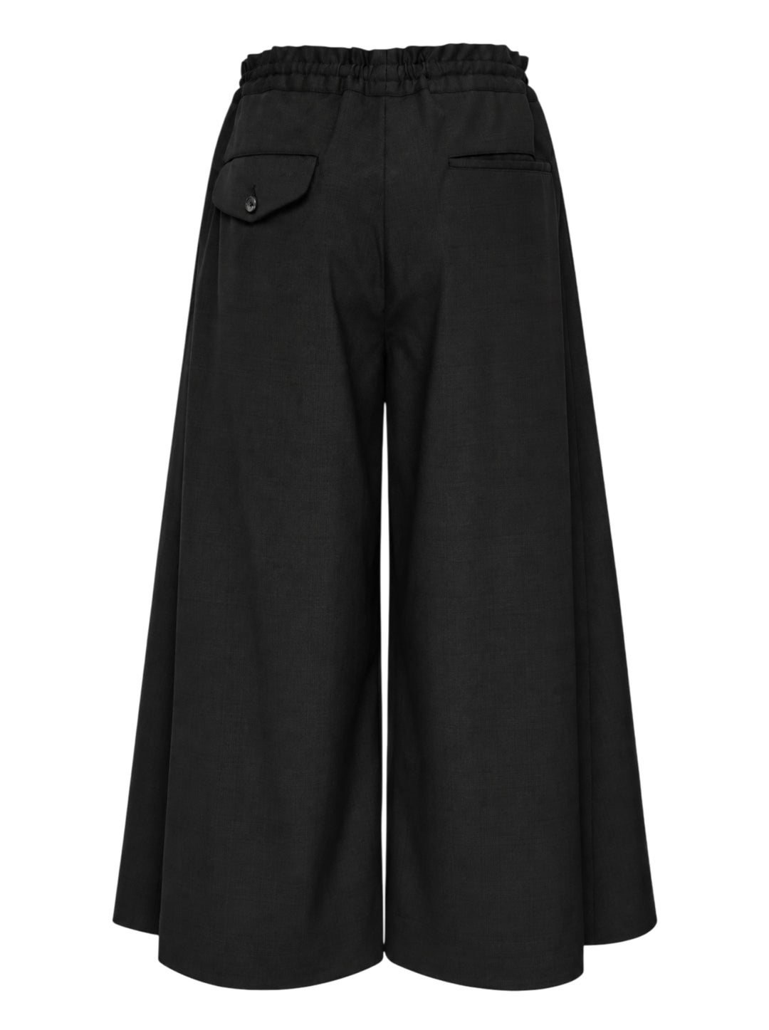 Comme des Garçons Black wide-leg cropped culottes in a polyester-wool glen check with a gathered elasticated waistband and button closure - view 2