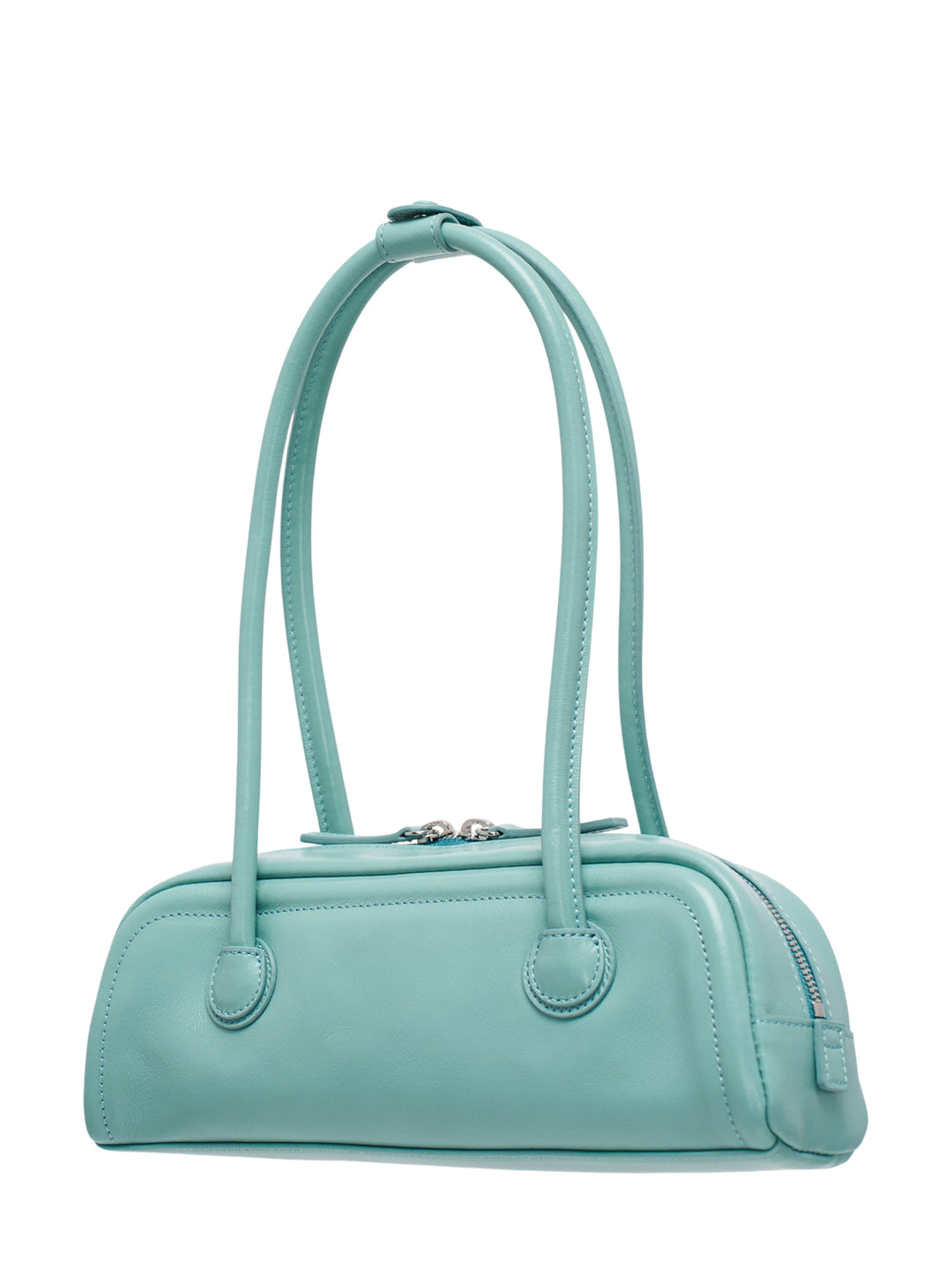 Marge Sherwood Soft Boston EW Mini shoulder bag in mint green smooth leather with dual arched top handles and embossed logo - view 2