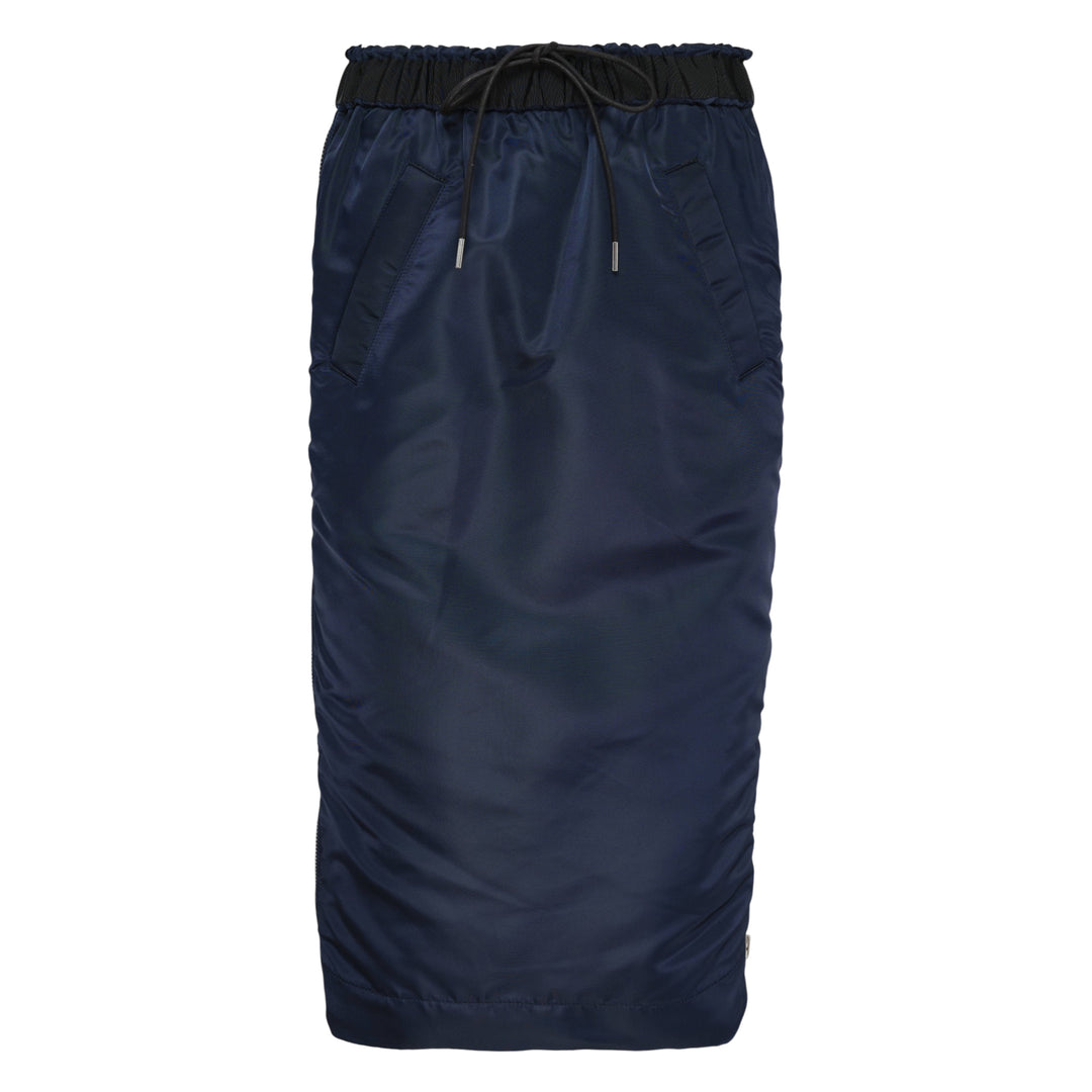 Nylon Twill Midi Skirt