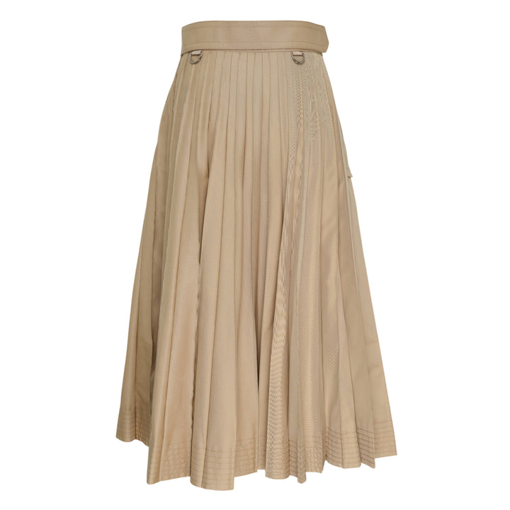 Cotton Gabardine Pleated Skirt