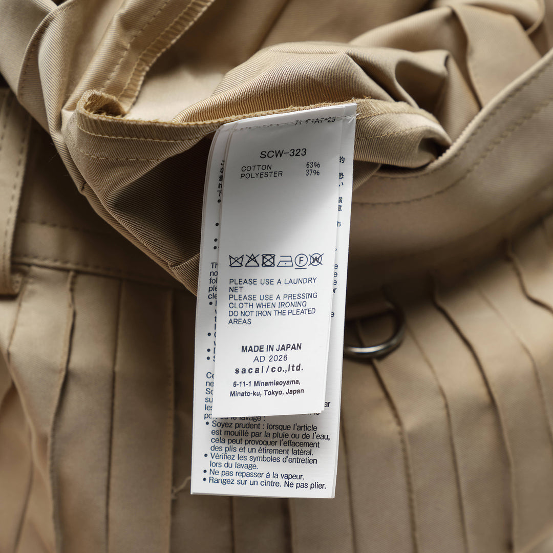 Cotton Gabardine Pleated Skirt