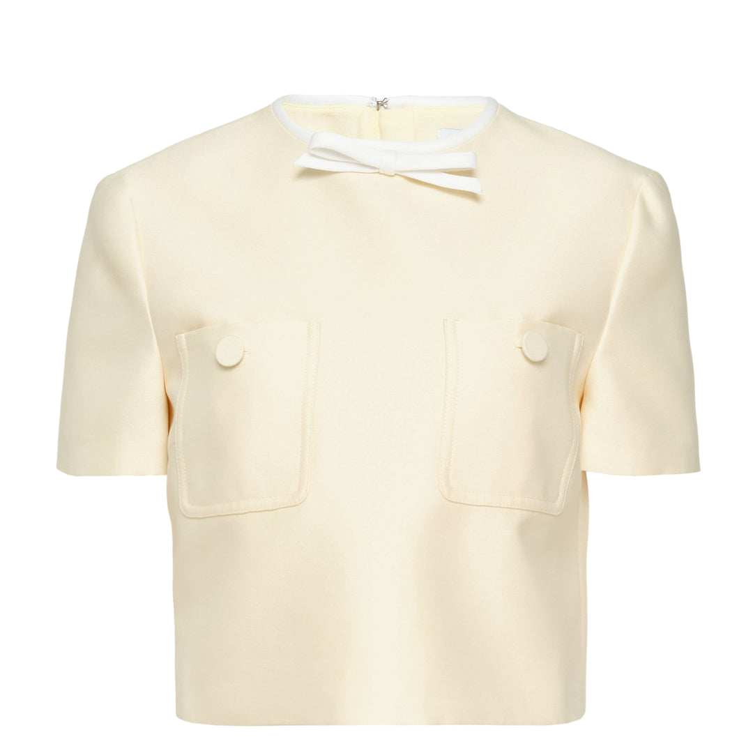 Yellow Taffeta Cropped Top