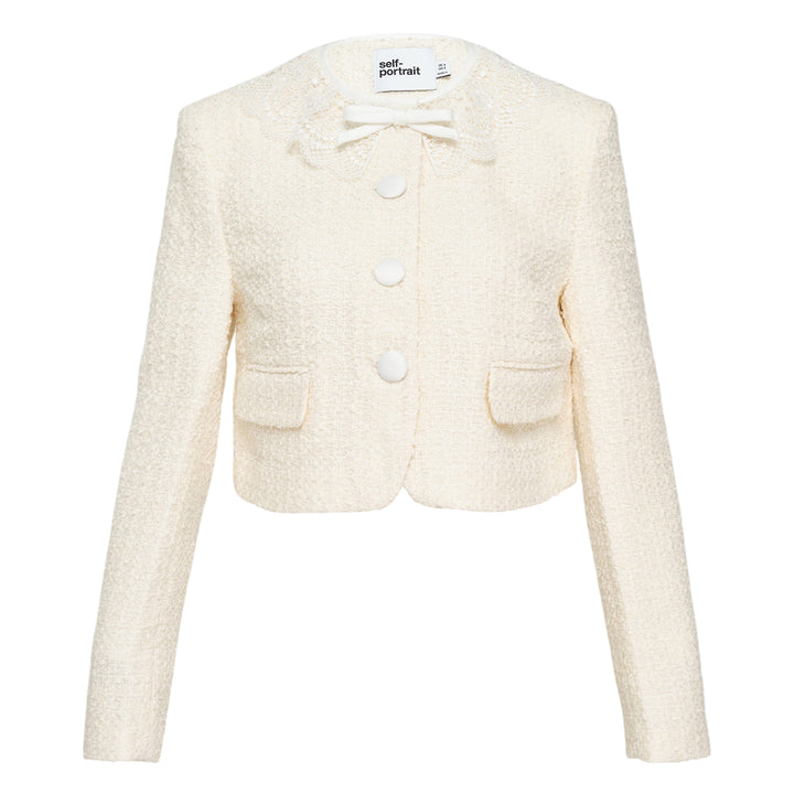 Cream Boucle Lace Collar Jacket