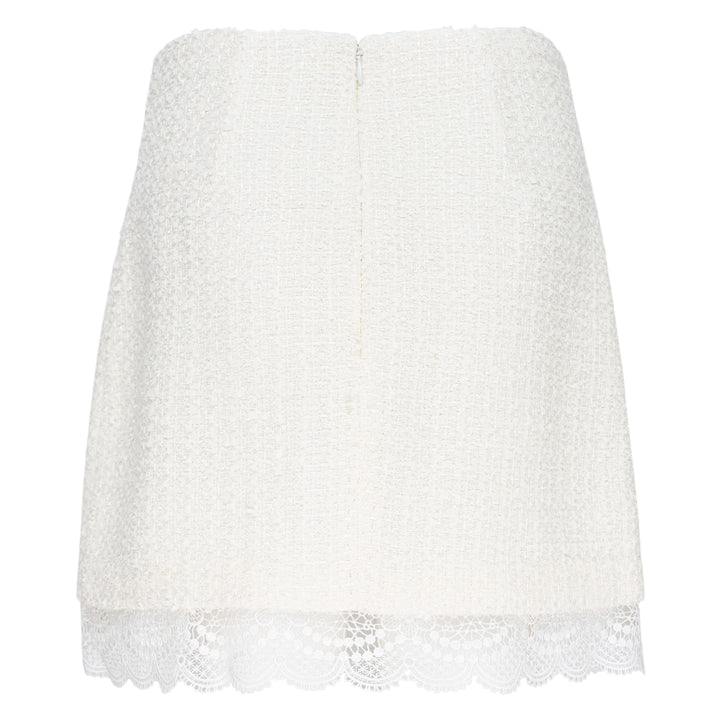 Cream Bouclé Lace Mini Skirt