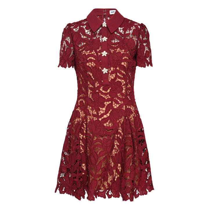 Burgundy Lace Mini Dress