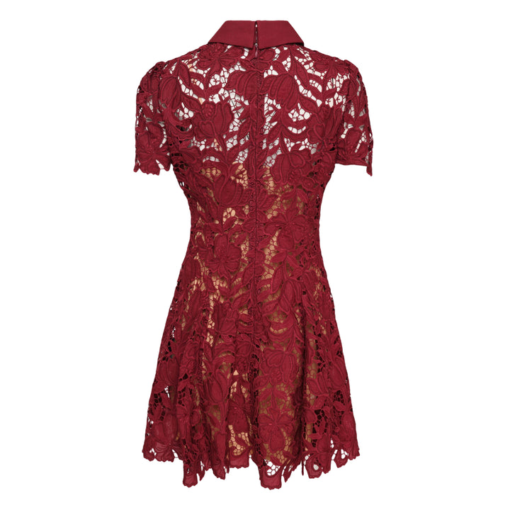 Burgundy Lace Mini Dress