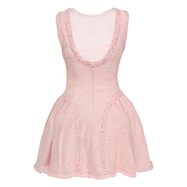 Pink Bouclé Sleeveless Mini Dress