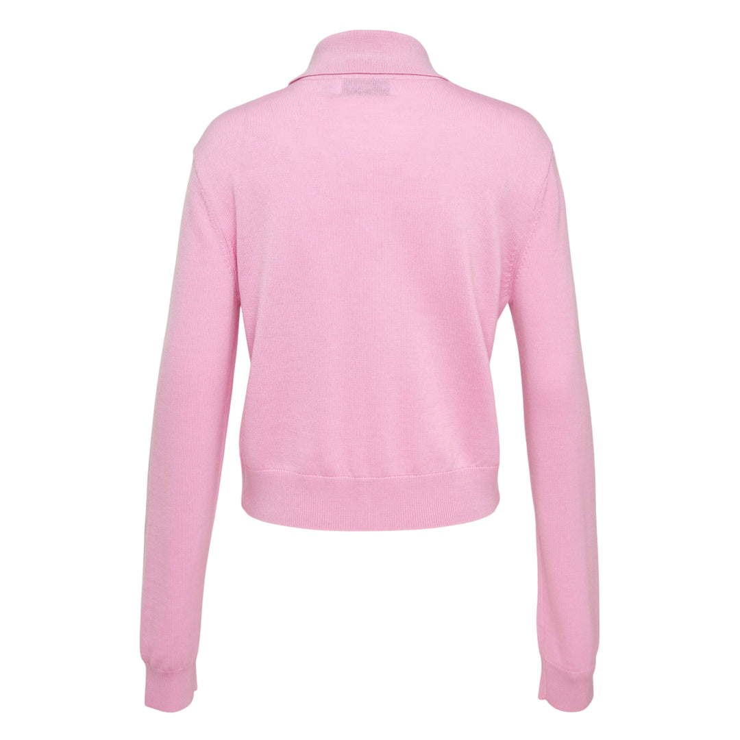 Pink Flower Embroidered Knit Cardigan