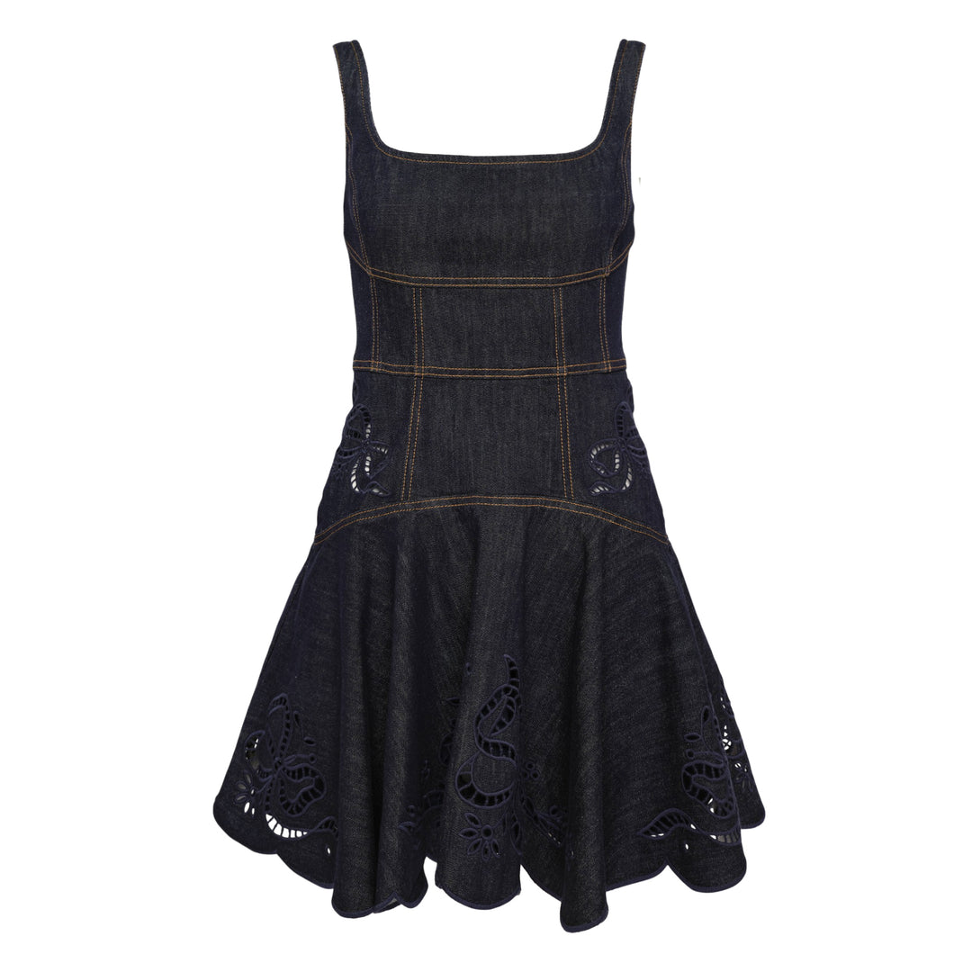 Indigo Denim Broderie Dress