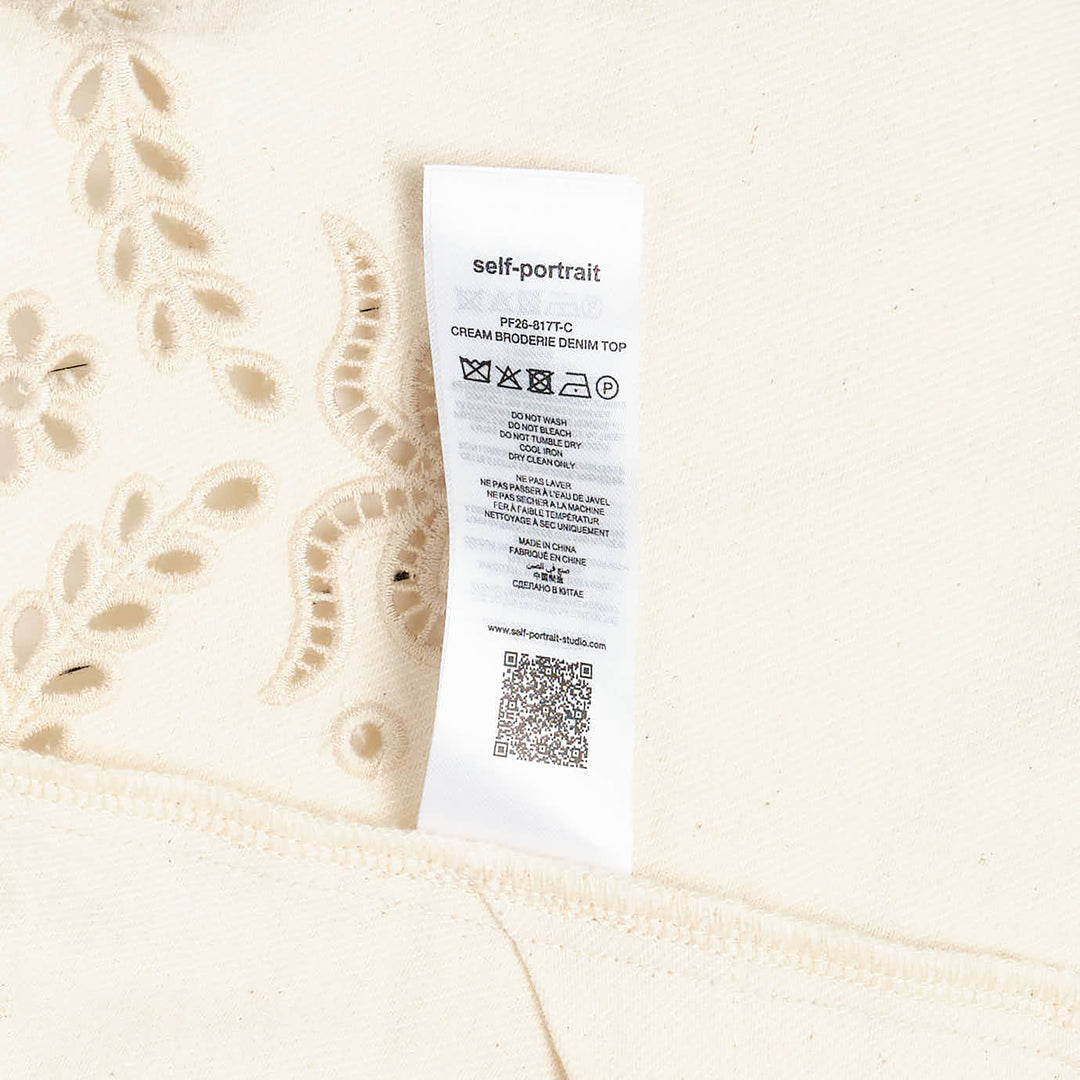 Cream Broderie Denim Top