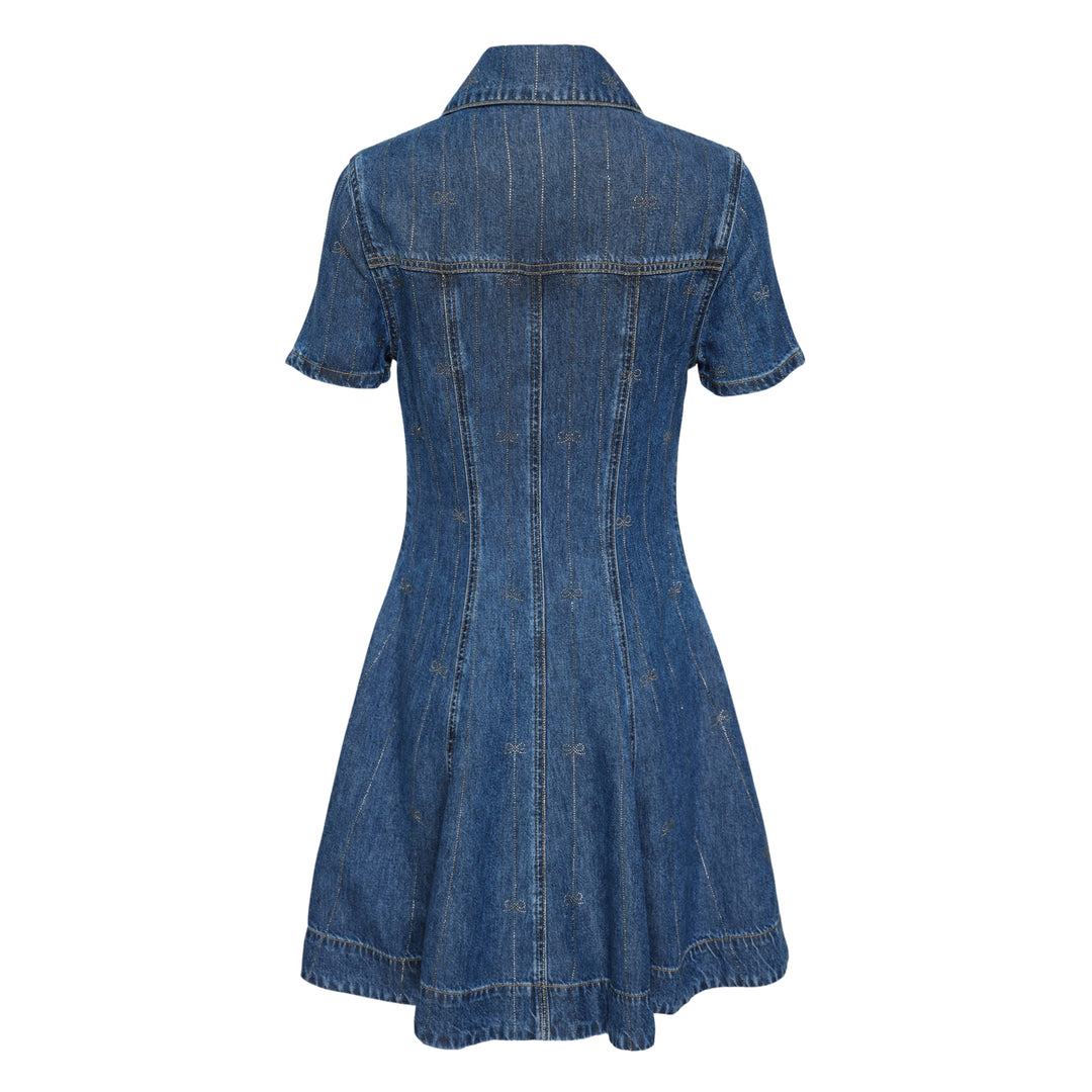 Rhinestone Stripe Denim Mini Dress