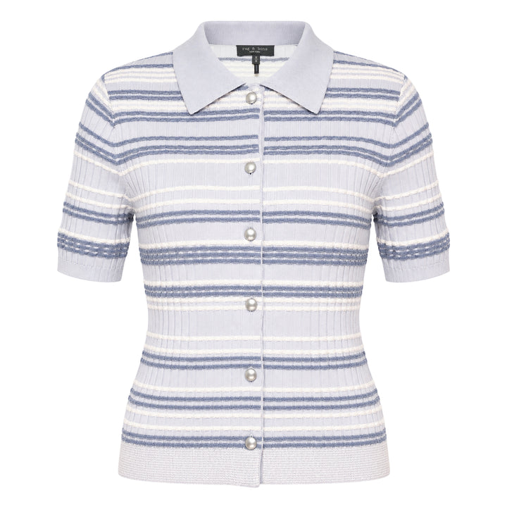 Karina Stripe Short Sleeve Cardigan
