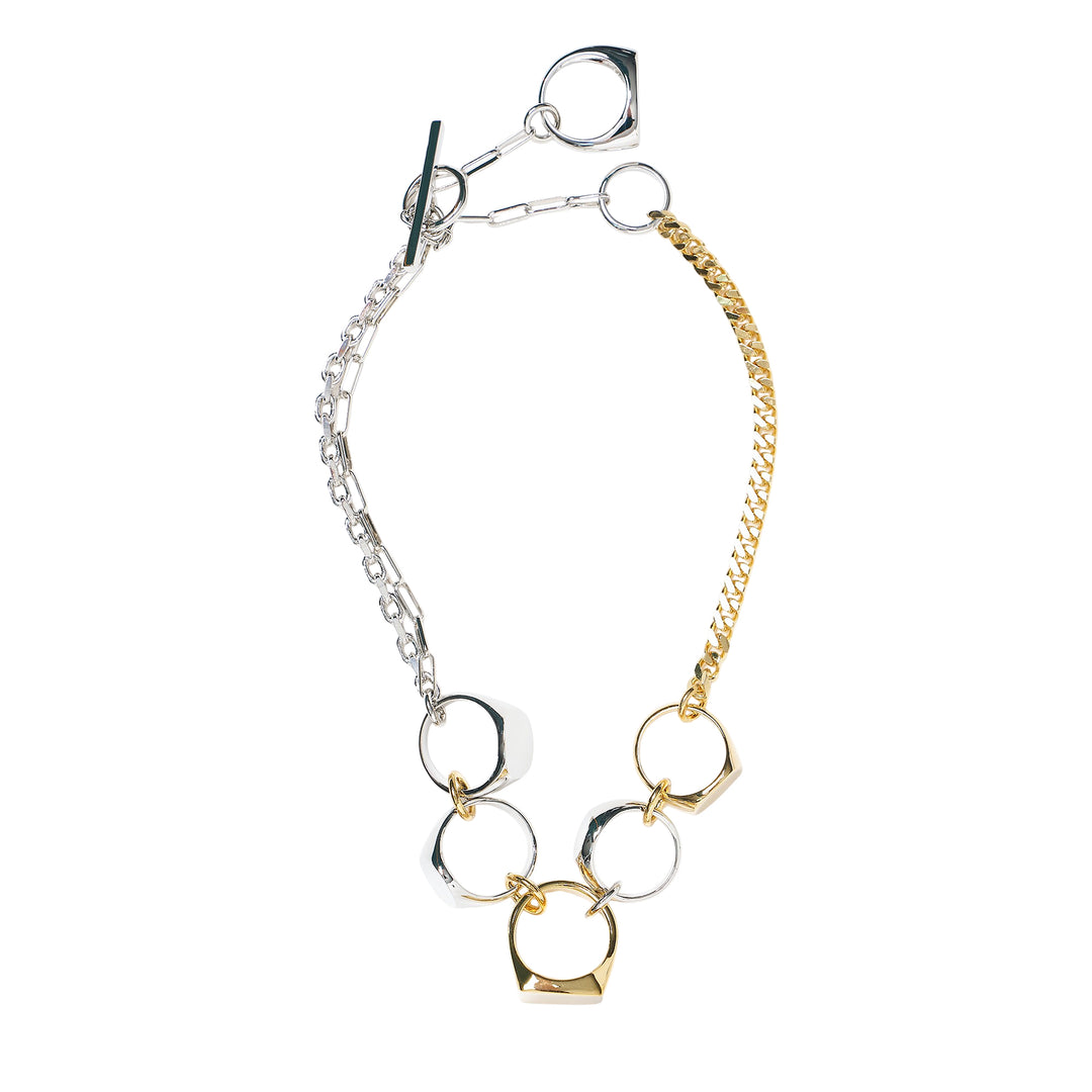 Mixed Metal Ring Chain Necklace