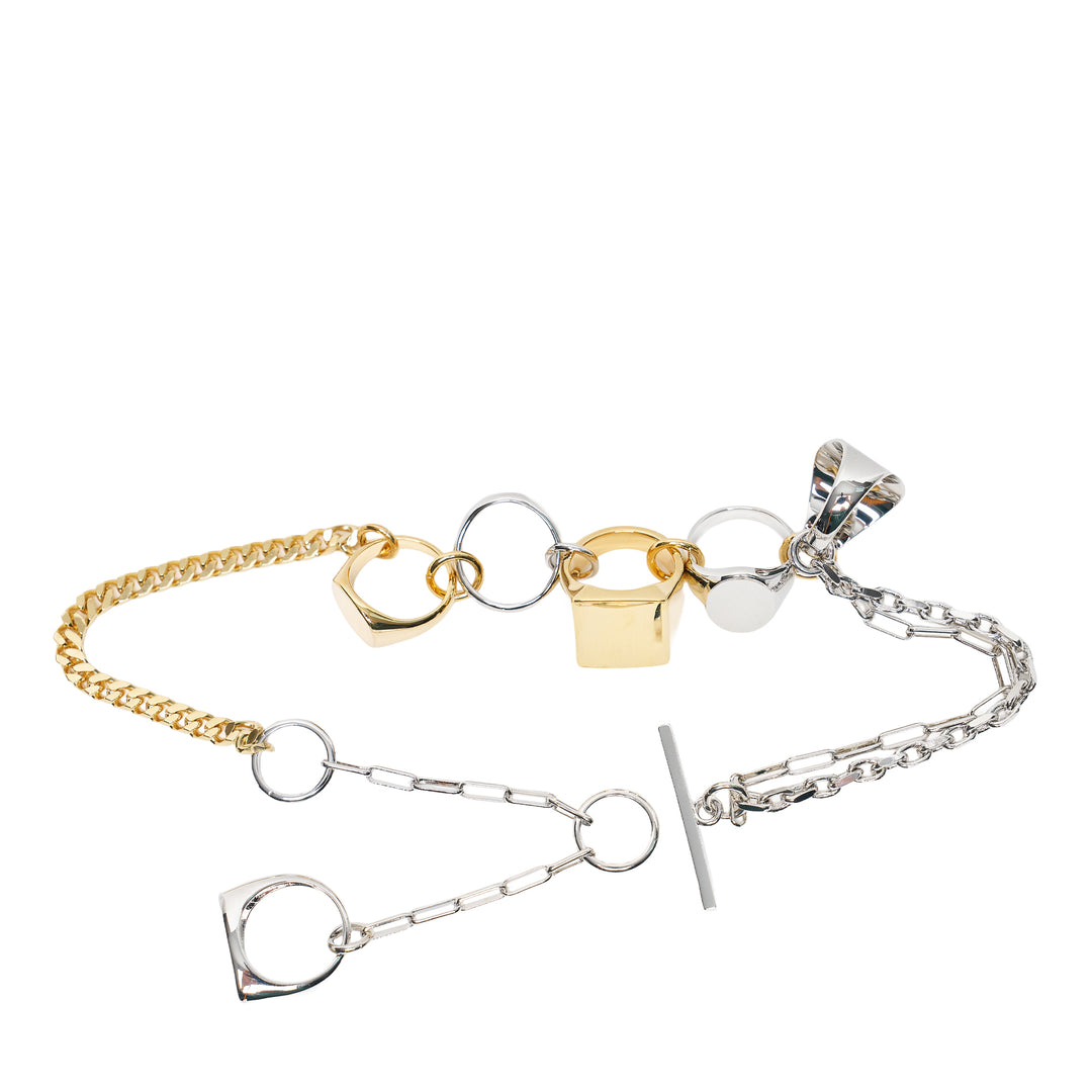 Mixed Metal Ring Chain Necklace