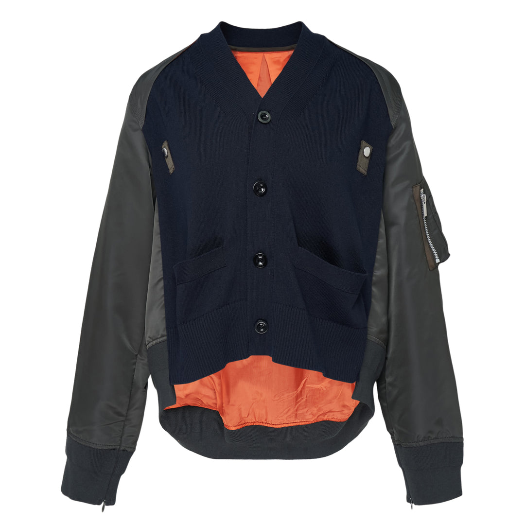 Nylon Twill Cotton Knit Cardigan
