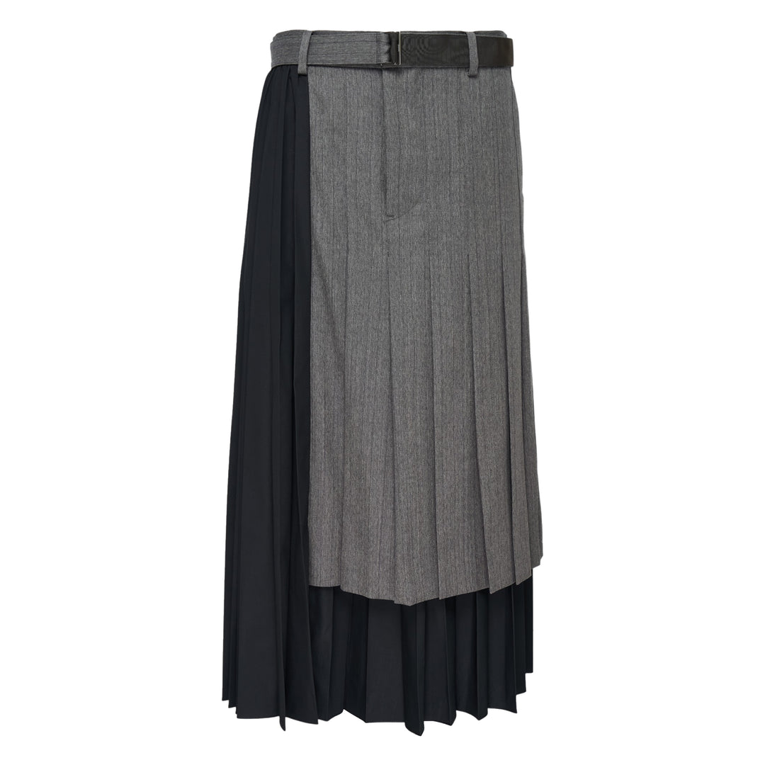 Herringbone Suiting Pleated Skirt