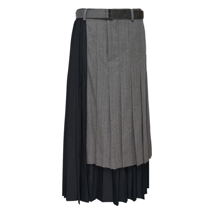 Herringbone Suiting Pleated Skirt
