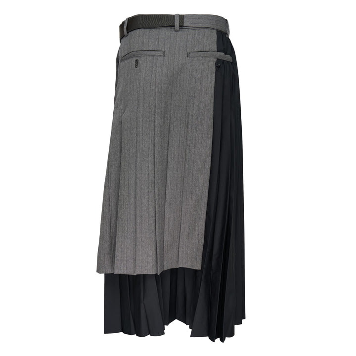 Herringbone Suiting Pleated Skirt