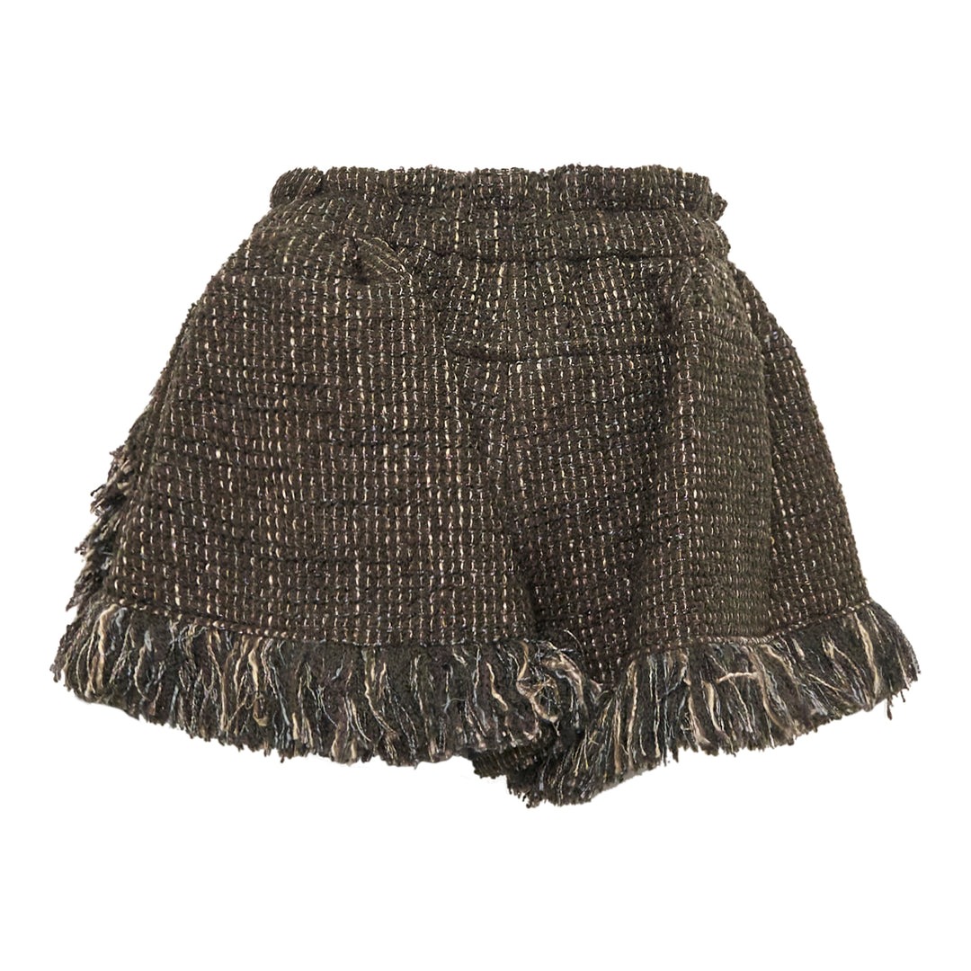 Fringe Tweed Mini Skirt