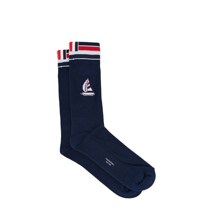 Seasonal Artwork Sailboat Mid Socks