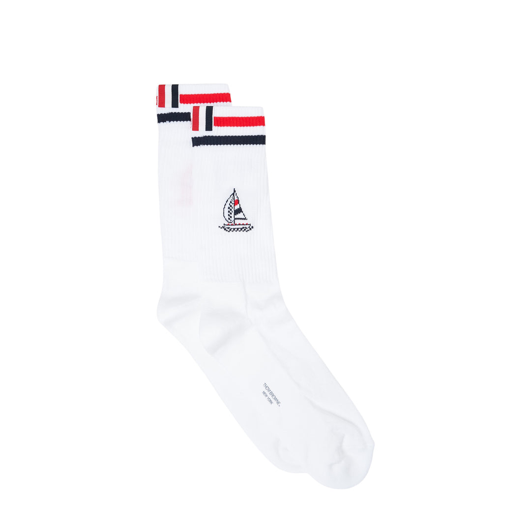 Seasonal Artwork Sailboat Mid Socks
