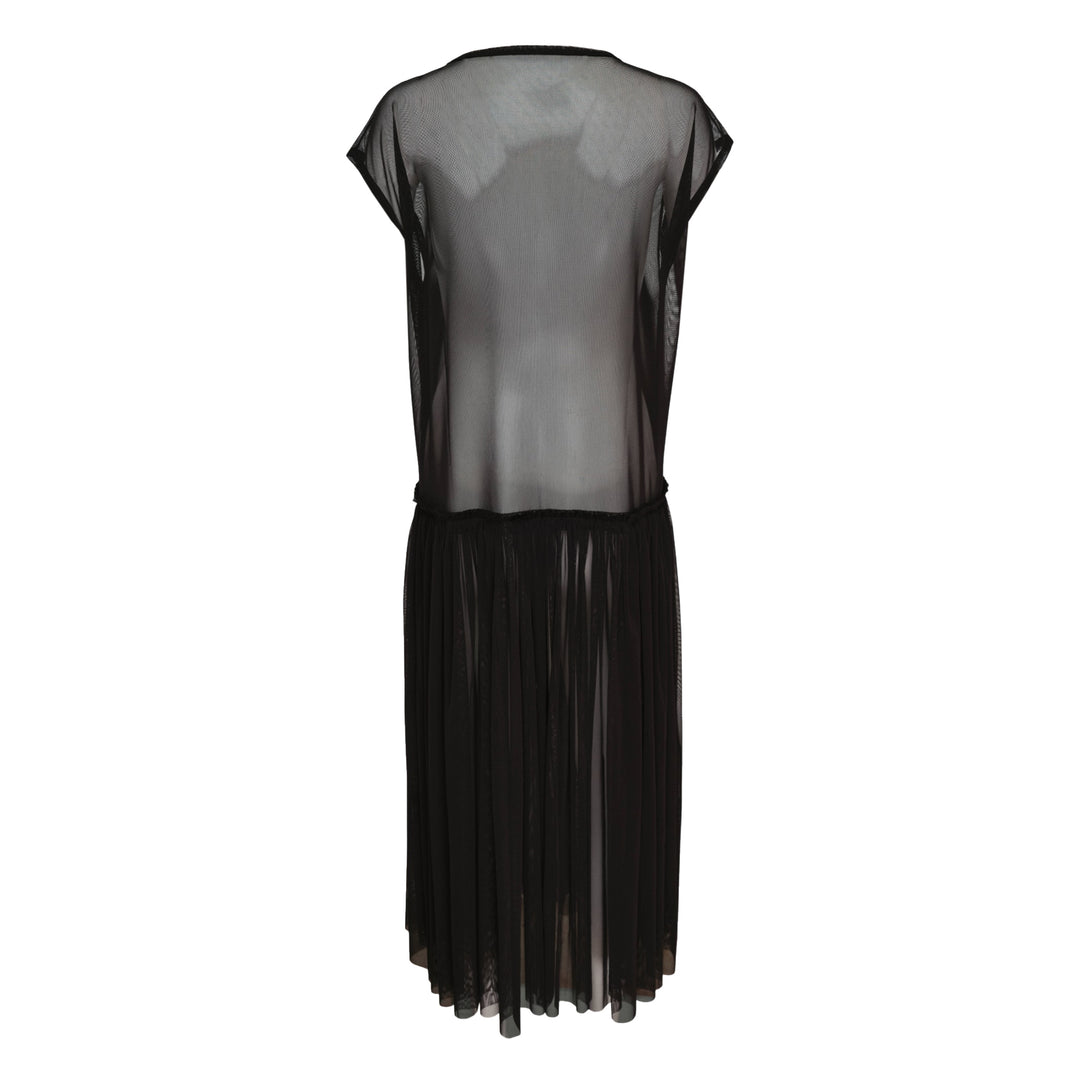 Gathered Sleeveless Mesh Dress