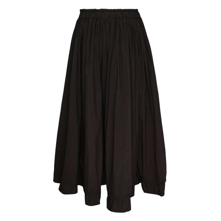 Black Gathered Midi Skirt