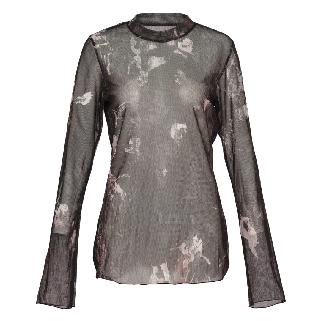 Long Sleeve Crewneck Mesh Top