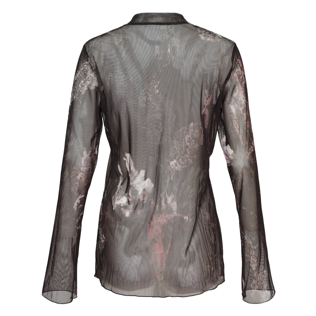 Long Sleeve Crewneck Mesh Top