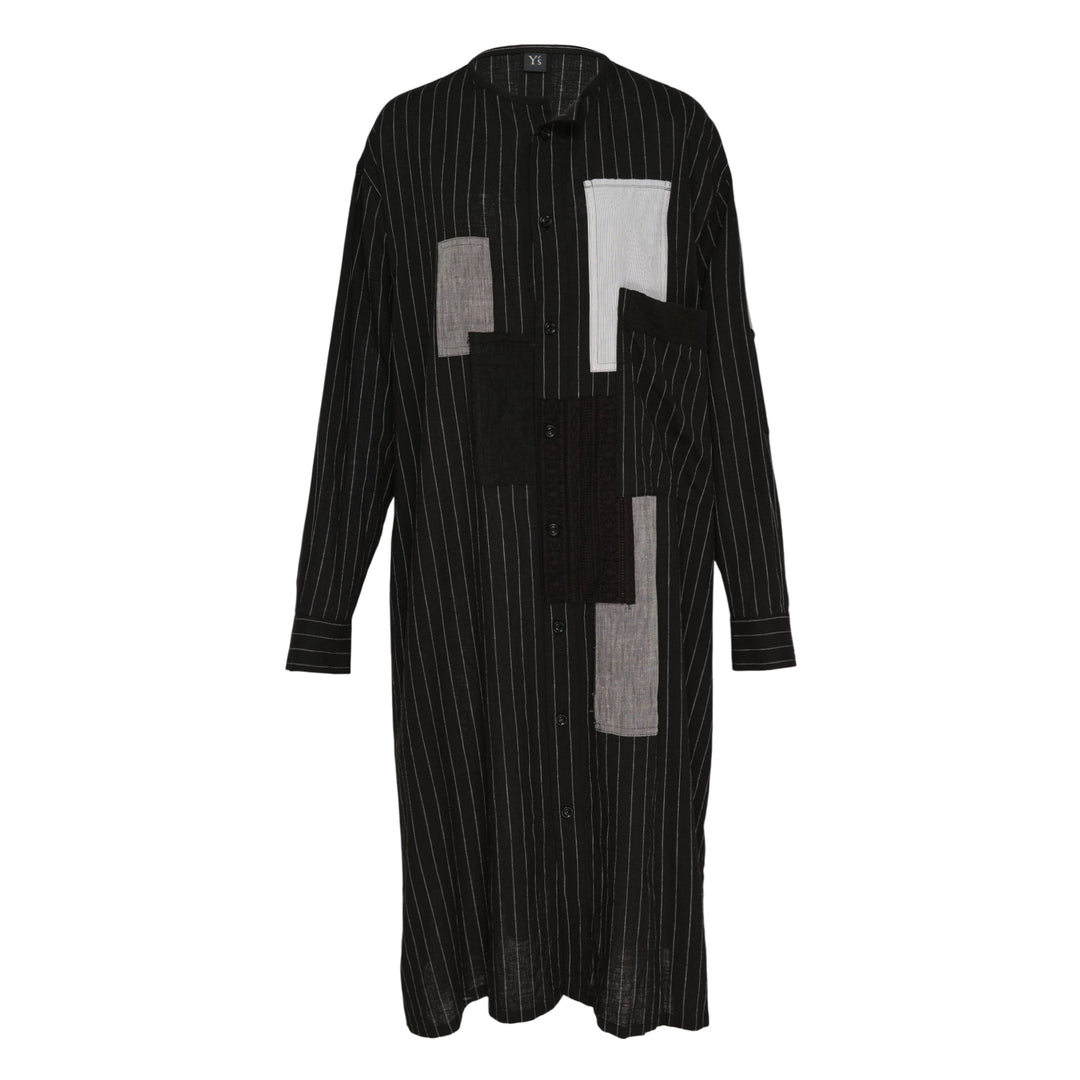 Patchwork Pinstripe Shirt Dress