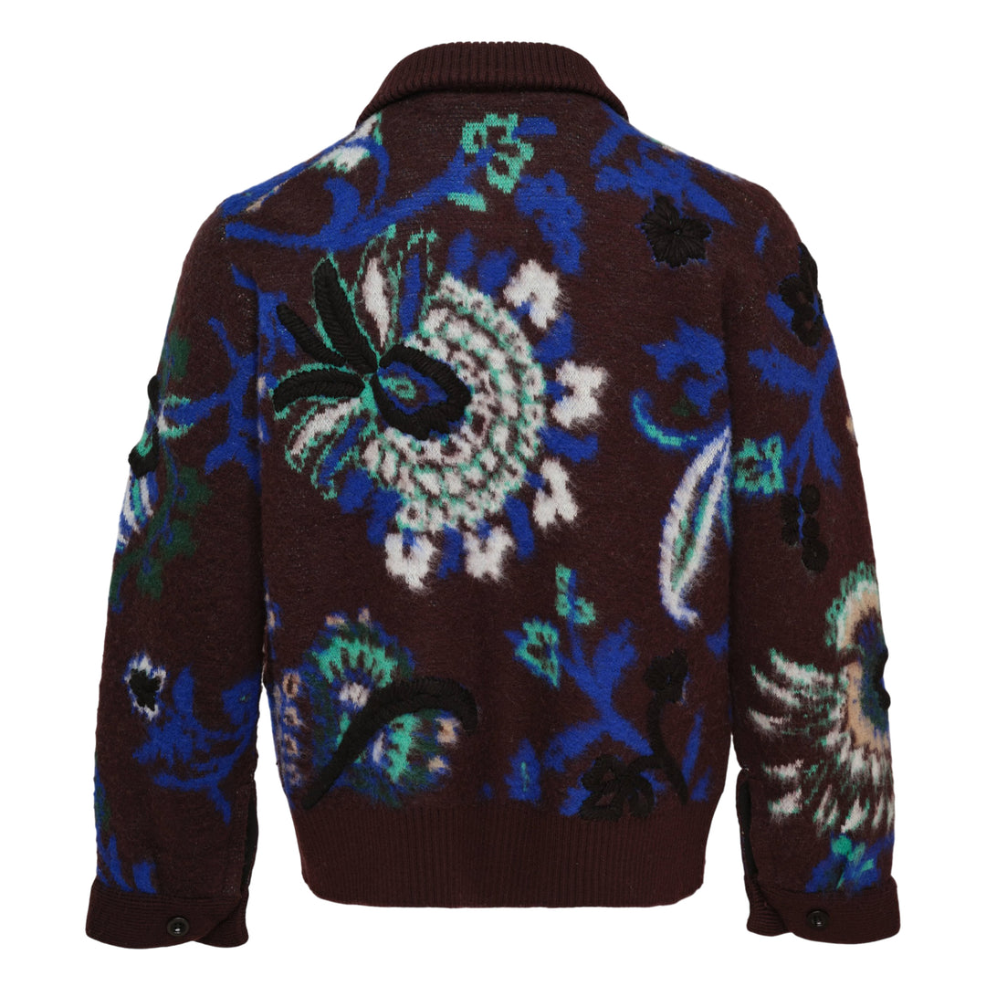 Floral Jacquard Knit Blouson