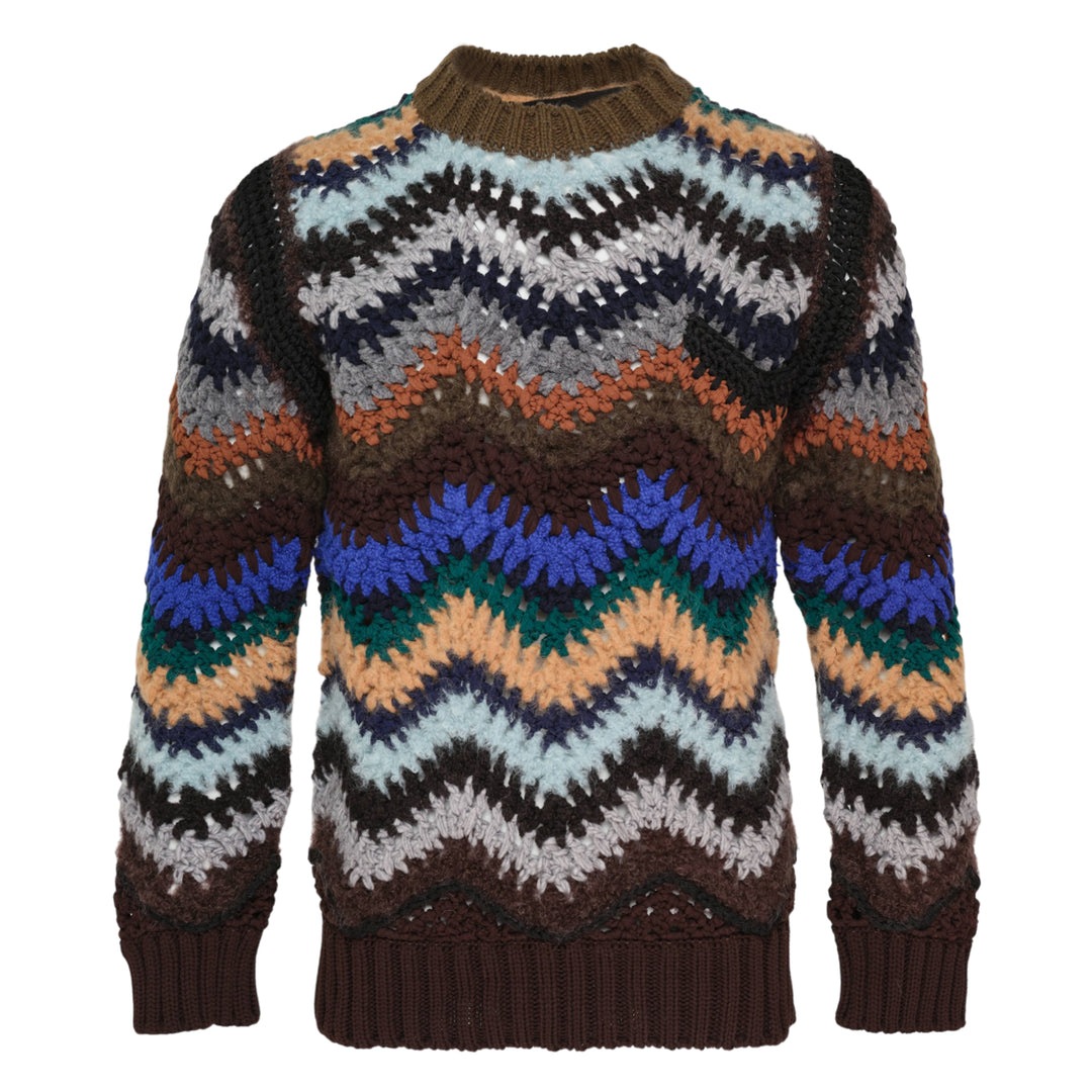 Mix Crochet Knit Pullover