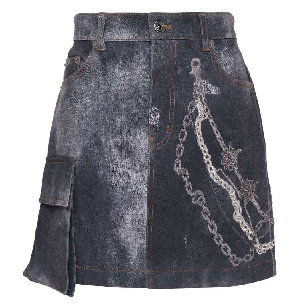 Trompe L'Oeil Denim Mini Skirt