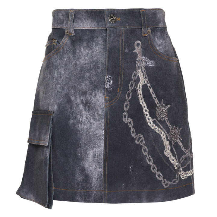Trompe L'Oeil Denim Mini Skirt