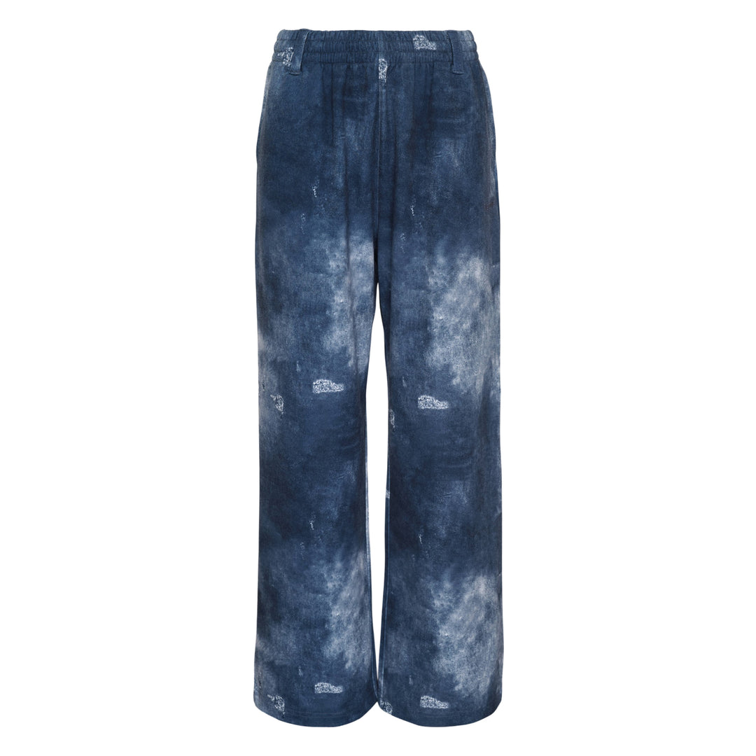 Blue Trompe L'Oeil Denim Print Sweatpants