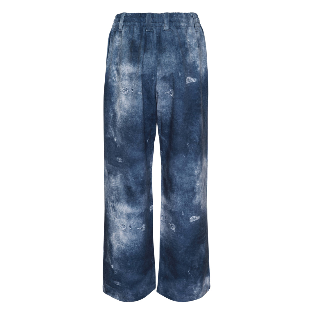 Blue Trompe L'Oeil Denim Print Sweatpants