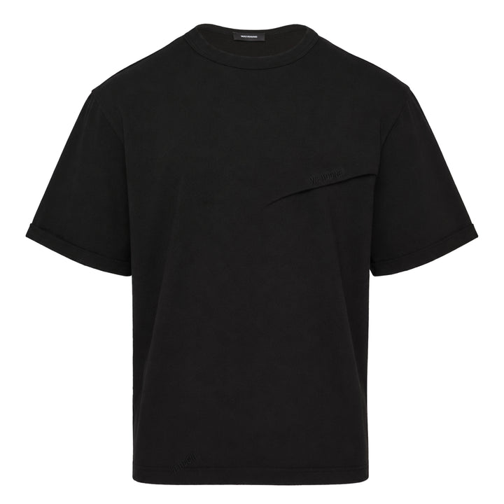 Black Logo Pin-Tucked Tee